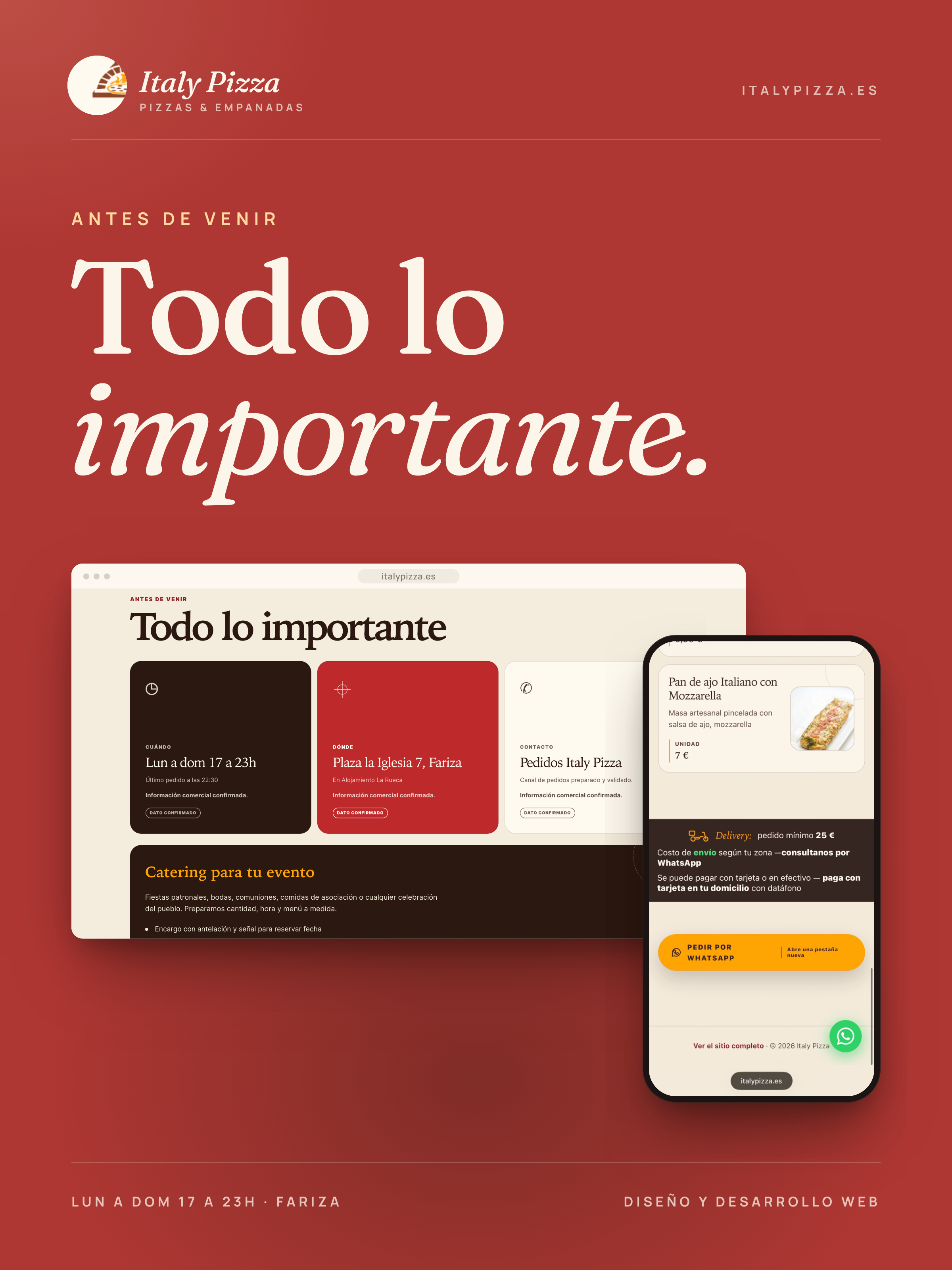 Información del local en la web de Italy Pizza