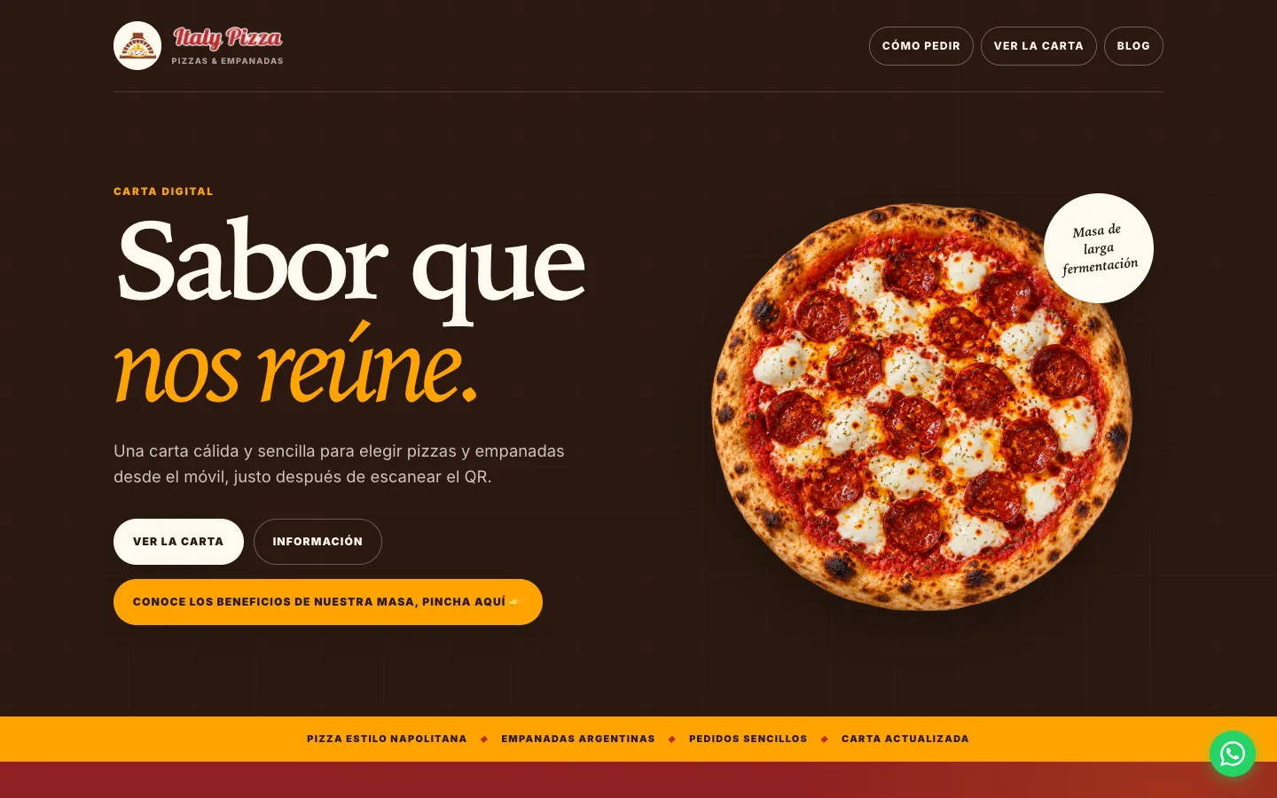 Web de Italy Pizza en ordenador