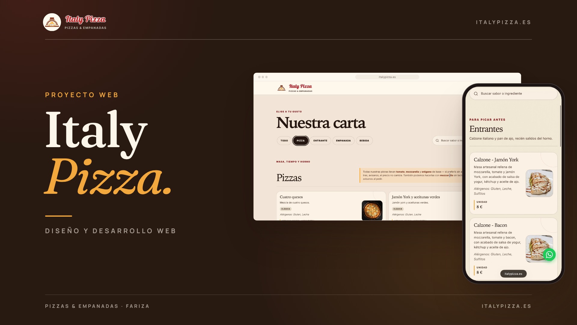 Portada de la web de Italy Pizza