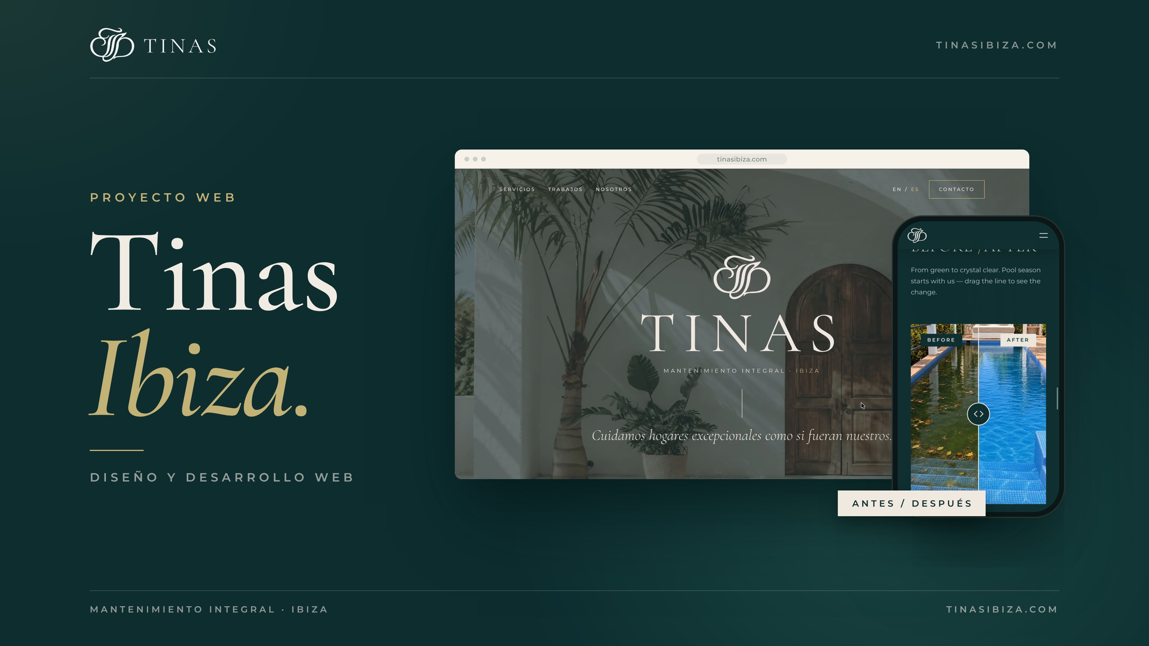 Portada del concepto de web para Tina's Ibiza